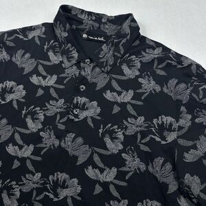 Travis Mathew Floral Golf Polo Shirt Black Short Sleeve Men’s Size Medium
